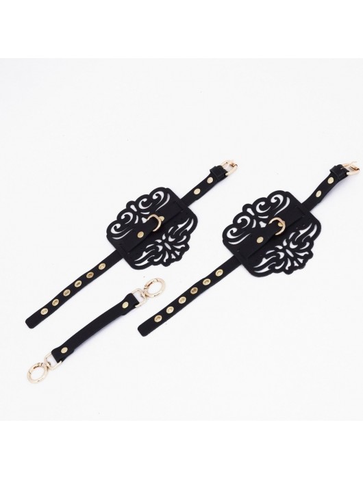 Черный фигурные оковы с золотистой фурнитурой - Crazy Handmade - купить с доставкой в Бердске