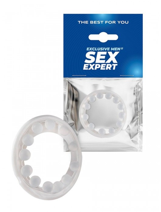 Эрекционное кольцо со стимулирующими шариками на поверхности - Sex Expert - в Бердске купить с доставкой