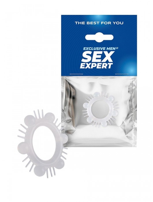 Эластичное эрекционное кольцо с шипиками и шариками - Sex Expert - в Бердске купить с доставкой