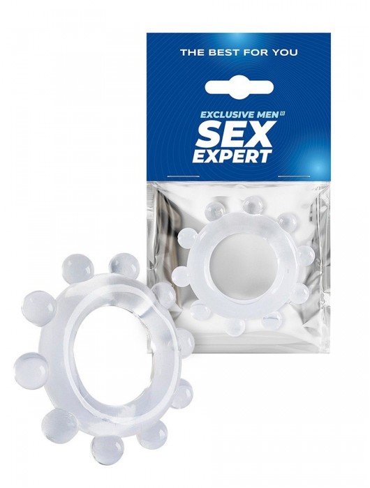 Прозрачное эрекционное кольцо со стимулирующими шариками - Sex Expert - в Бердске купить с доставкой