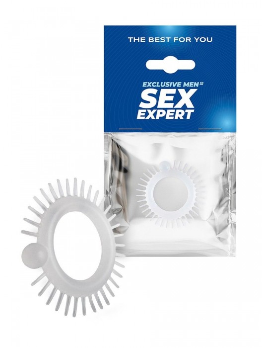 Эластичное эрекционное кольцо с шипиками и шариком - Sex Expert - в Бердске купить с доставкой