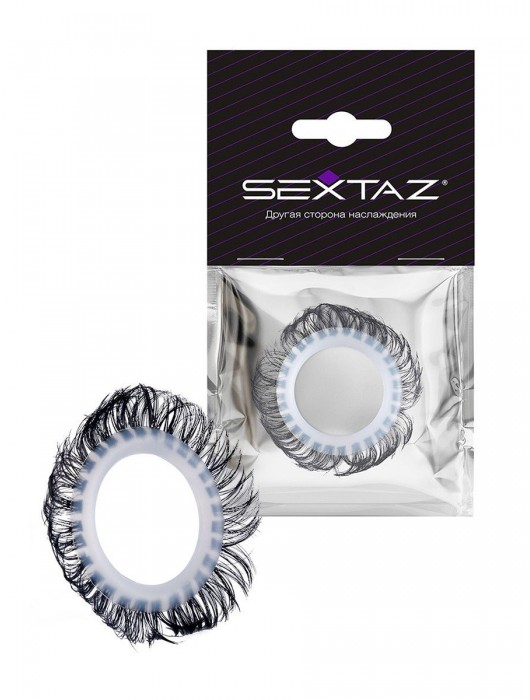 Эластичное эрекционное колечко с черными «ресничками» - Sextaz - в Бердске купить с доставкой