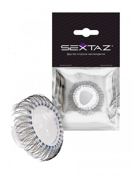 Эластичное эрекционное кольцо с длинными черными «ресничками» - Sextaz - в Бердске купить с доставкой