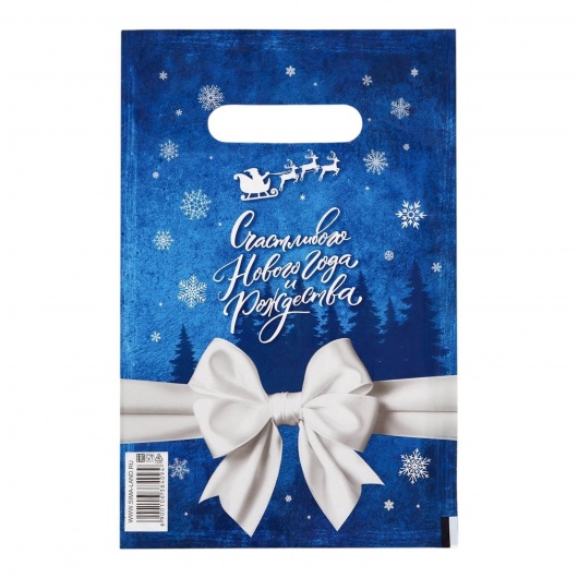 Сине-белый подарочный новогодний пакет с вырубной ручкой (20х30 см) - Сима-Ленд - купить с доставкой в Бердске