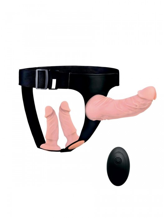 Женский страпон с 3 насадками и вибрацией - Erowoman-Eroman - купить с доставкой в Бердске