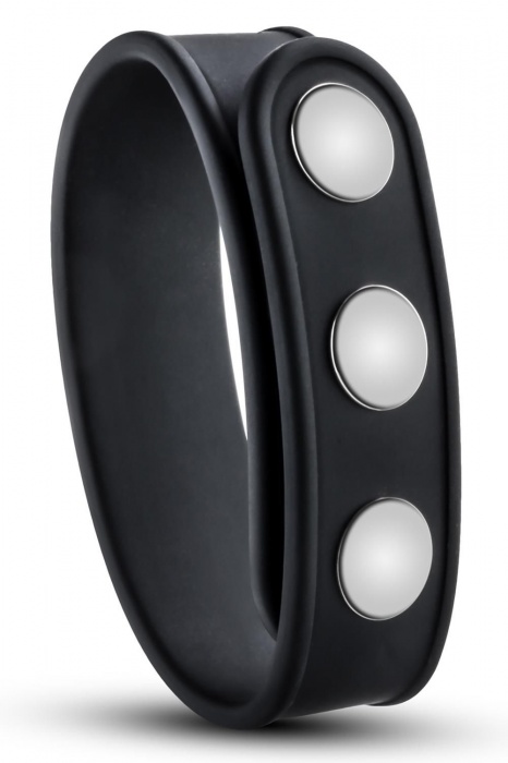 Черное эрекционное кольцо на кнопках - Blush Novelties - в Бердске купить с доставкой