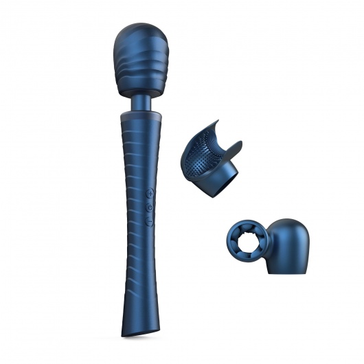 Синий вибромассажёр с насадками Man.wand Edgy - Manwan - в Бердске купить с доставкой