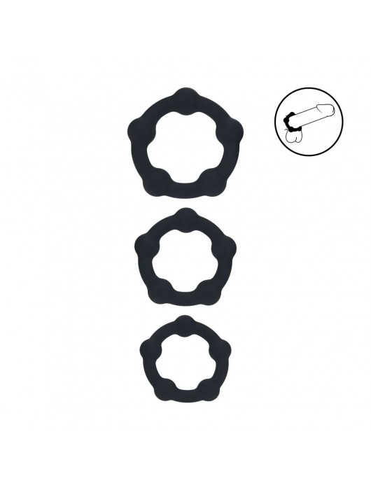 Набор из 3 эрекционных колец Beaded Silicone Cockring Set - Shots Media BV - в Бердске купить с доставкой