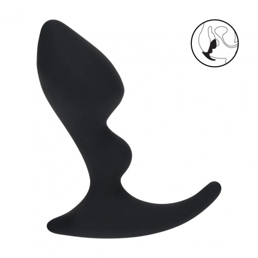 Черная анальная пробка для массажа простаты Double Ripple Silicone Prostate Massager - Shots Media BV - в Бердске купить с доставкой