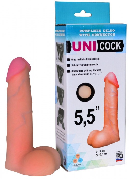 Фаллическая насадка Харнесс UNICOCK 5,5  - 17 см. - LOVETOY (А-Полимер) - купить с доставкой в Бердске