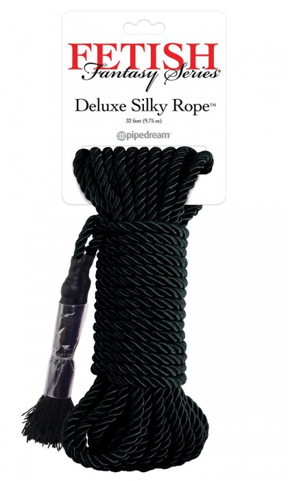 Черная веревка для фиксации Deluxe Silky Rope - 9,75 м. - Pipedream - купить с доставкой в Бердске