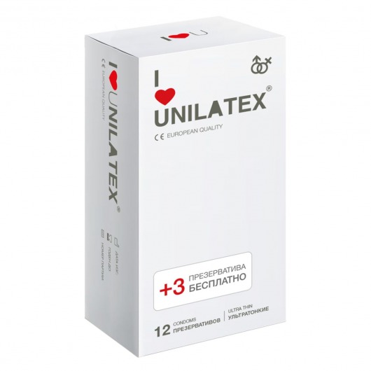 Ультратонкие презервативы Unilatex Ultra Thin - 12 шт. + 3 шт. в подарок - Unilatex - купить с доставкой в Бердске