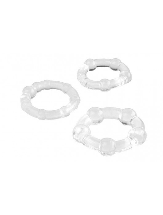 Набор из 3 прозрачных эрекционных колец с разным рельефом - A-toys - в Бердске купить с доставкой