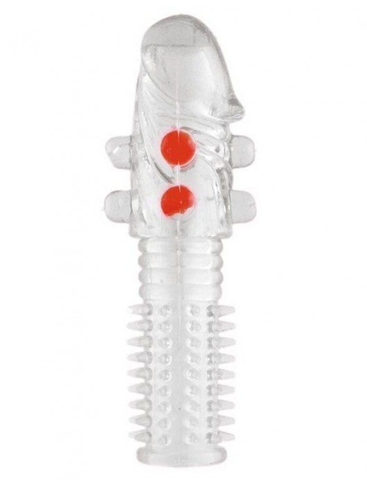 Гелевая прозрачная насадка с шариками и шипами - 14 см. - Toyfa Basic - в Бердске купить с доставкой