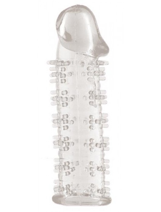 Гелевая прозрачная насадка с шипами - 12 см. - Toyfa Basic - в Бердске купить с доставкой