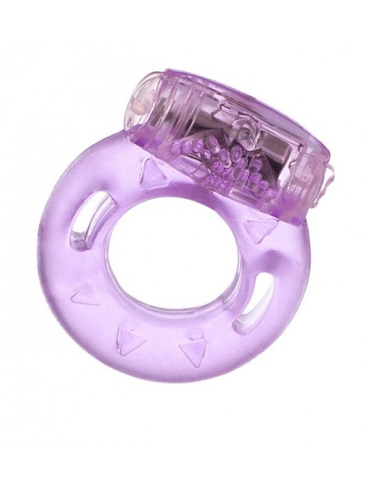 Фиолетовое эрекционное кольцо с виброэлементом в верхней части - Toyfa Basic - в Бердске купить с доставкой