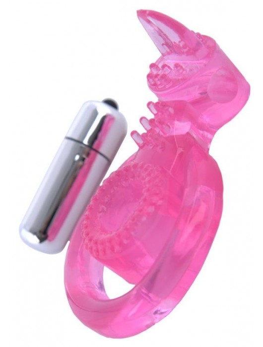 Розовая вибронасадка со стимулятор клитора   Язычок - Toyfa Basic - в Бердске купить с доставкой