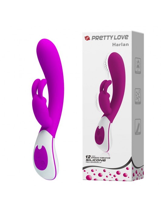 Перезаряжаемый вибратор Harlan с клиторальным стимулятором - 21,5 см. - Baile