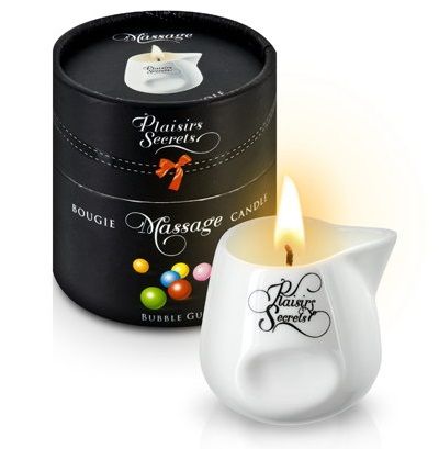 Массажная свеча с ароматом бубль-гума Bougie de Massage Gourmande Bubble Gum - 80 мл. - Plaisir Secret - купить с доставкой в Бердске