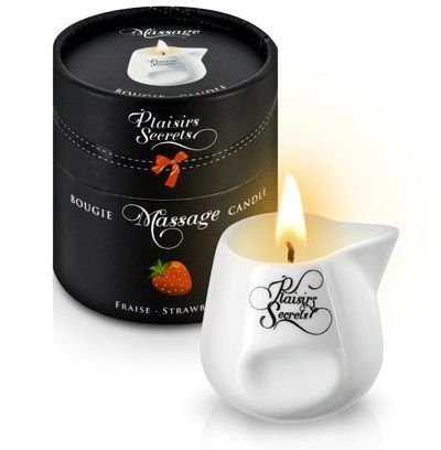 Массажная свеча с ароматом клубники Bougie de Massage Gourmande Fraise - 80 мл. - Plaisir Secret - купить с доставкой в Бердске