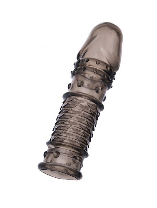 Дымчатая закрытая насадка ToyFa XLover с чешуйками и пупырышками - 13,5 см. - ToyFa - в Бердске купить с доставкой