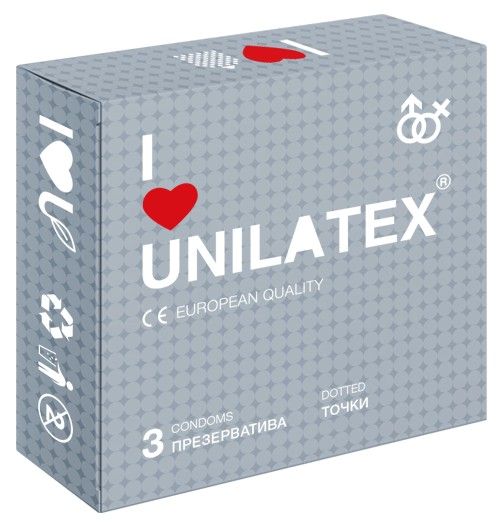 Презервативы с точками Unilatex Dotted - 3 шт. - Unilatex - купить с доставкой в Бердске