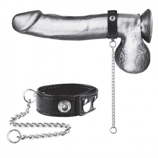 Утяжка на пенис с поводком Snap Cock Ring With 12  Leash - BlueLine - купить с доставкой в Бердске