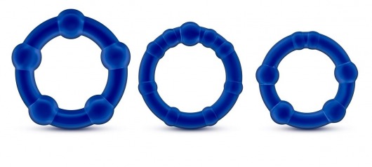 Набор из 3 синих эрекционных колец Stay Hard Beaded Cockrings - Blush Novelties - в Бердске купить с доставкой