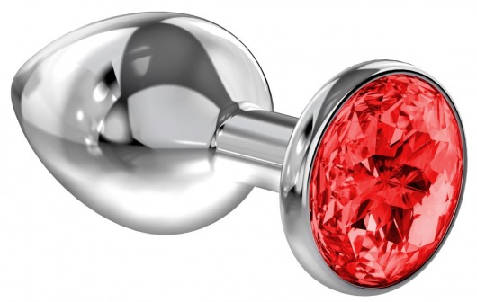 Большая серебристая анальная пробка Diamond Red Sparkle Large с красным кристаллом - 8 см. - Lola Games - купить с доставкой в Бердске