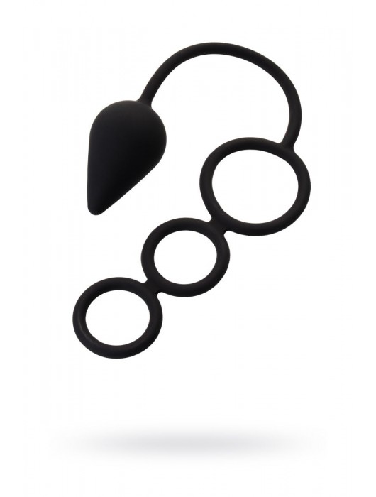 Тройное эрекционное кольцо с анальным хвостом Drop M-size - Erotist Adult Toys - в Бердске купить с доставкой
