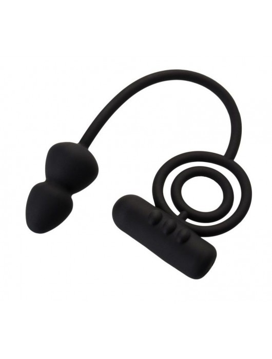 Чёрное эрекционное кольцо с вибропулькой и анальным хвостом - Erotist Adult Toys - в Бердске купить с доставкой