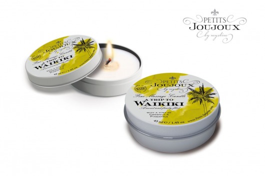 Массажная свеча Petits Joujoux Waikiki Beach с ароматом кокоса и ананаса - 33 гр. - MyStim - купить с доставкой в Бердске
