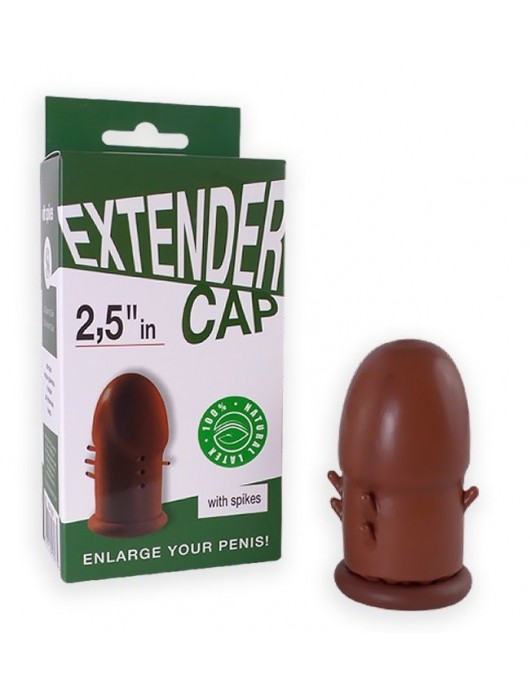 Коричневый латексный удлинитель пениса 2.5 in с шипиками - Sitabella - в Бердске купить с доставкой