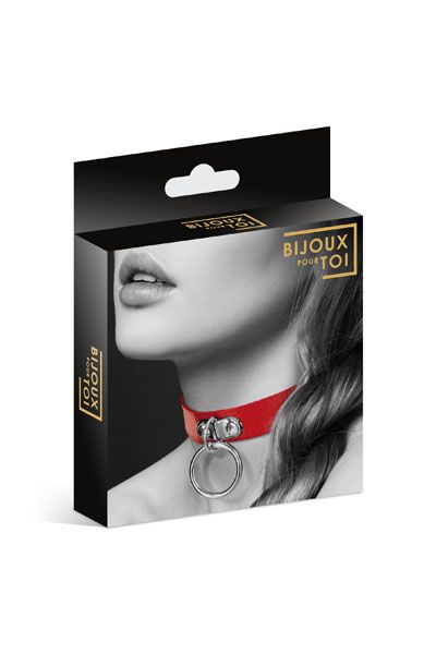 Красный узенький чокер с кольцом - Bijoux Pour Toi - купить с доставкой в Бердске
