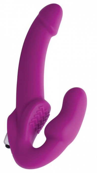 Ярко-розовый безремневой вибрострапон Evoke Vibrating Strapless Silicone Strap-on Dildo - XR Brands - купить с доставкой в Бердске