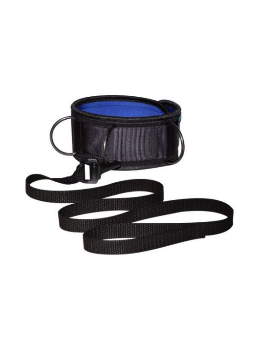 Чёрно-синий неопреновый ошейник с поводком - Sitabella - купить с доставкой в Бердске